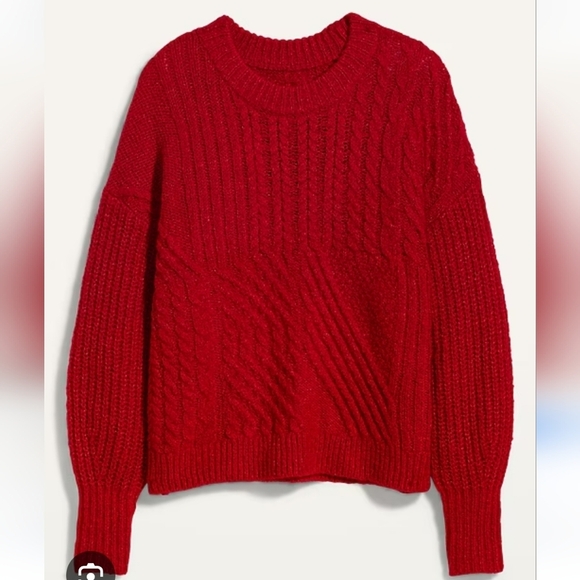 Old Navy Sweaters - Old NAVY Cozy Cable Knit Blouson Sleeve Sweater,Small Red.